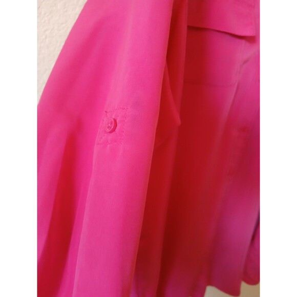 D.&Co Womens Blouse Tunic Pink roll-tab sleeve button shirt pockets 3X Office - Picture 4 of 16